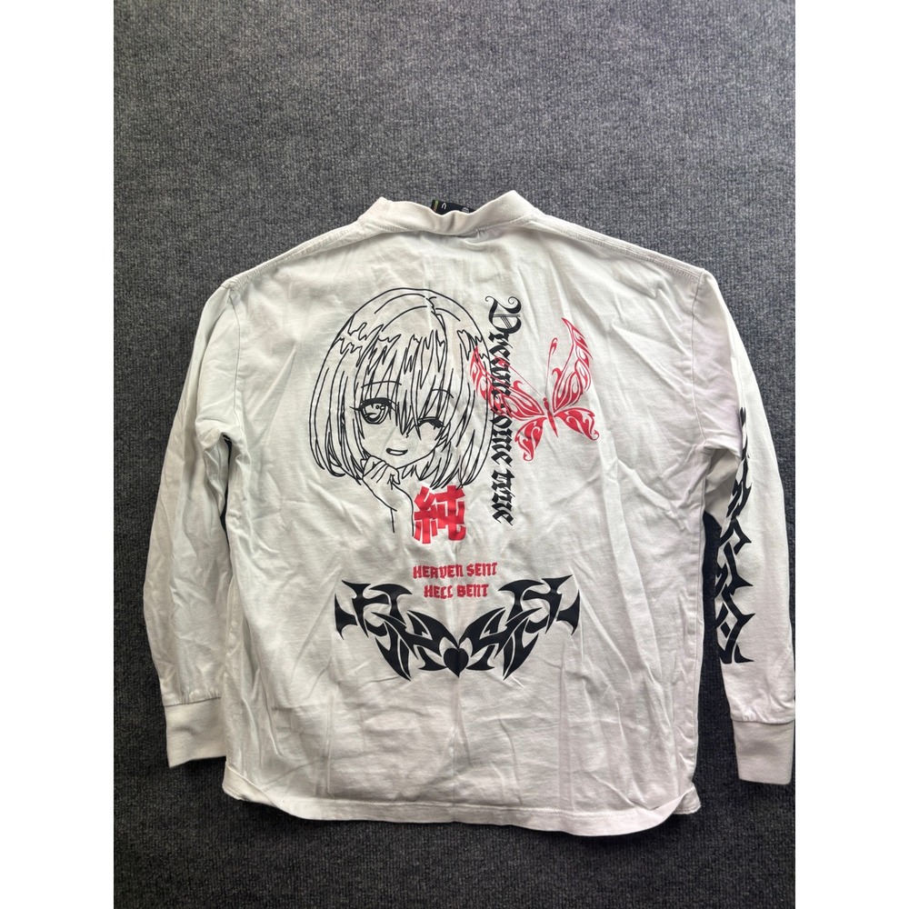 Vitriol Graphic Long Sleeve Shirt Mens Medium White Anime Tribal Streetwear